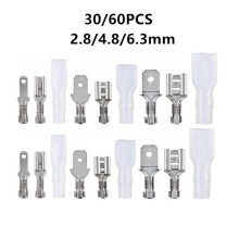180/90/30 Stück isolierte Flachsteckverbinder (weiblich) für 2,8 mm, 4,8 mm und 6,3 mm Durchmesser