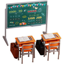 13pcs Study Supplies Set, Including Tables, Chairs, Backpacks, Blackboards, and Books,Parent Child Interact Model