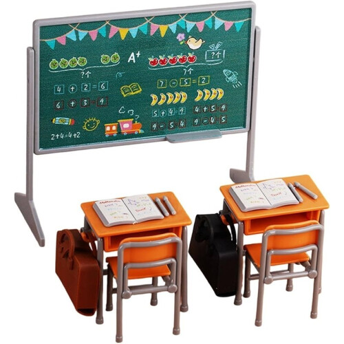 13pcs  Study Supplies Set, Including Tables, Chairs, Backpacks, Blackboards, and Books,Parent Child Interact Model