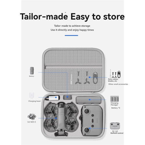For  NEO 2 Drone EVA Carrying Case Organizer Bag Hard Shell Storage Bag RC-N3 Remote Controller Protective 2
