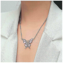 Vintage kristallen vlinderketting met strass steentjes en emaille.
