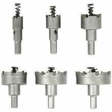 6 Carbide Hole Saw Drill Bit Set For Metals, Stainless Steel
