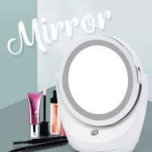 Miroir de maquillage lumineux LED rechargeable, rotatif à 360