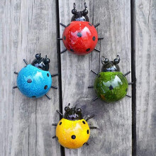 Hetang Yuese metalen wanddecoratie, 4-delige metalen dierenset voor buiten