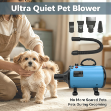 Ultra low noise running keeps anxious pets calm during bath grooming