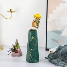 Vaso Hetang Yuese da 20 cm in ceramica effetto marmo verde e oro, design raffinato.