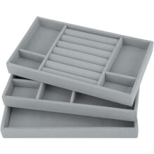 Hetang Yuese Schmucktablett-Set, 3-teilig, aus Samt, Suju