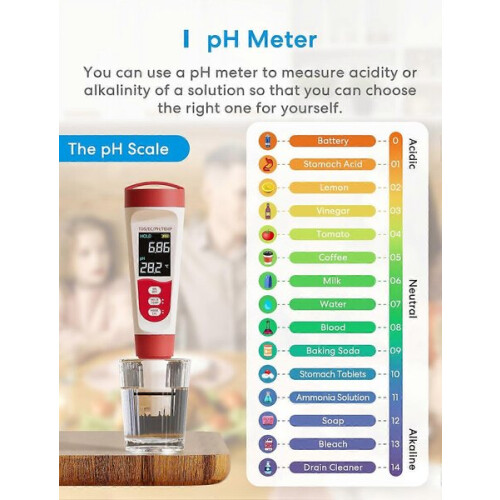 Waterkwaliteitsmeter (pH, TDS, EC, temperatuur) 4-in-1 IP67 2