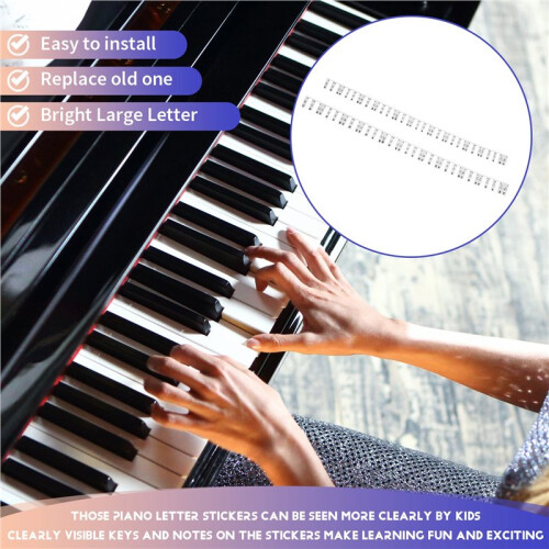 61 Key Removable Piano Keyboard Stickers Stave Notation Note Strip Stickers for Beginners Students 2
