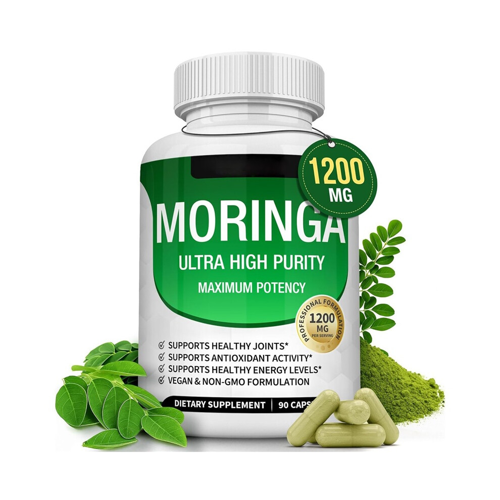 (1PC) Moringa 1200mg 90 Capsules - Support Joints, Antioxidant & Healthy Energy