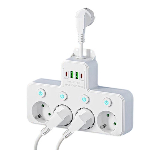 EU Plug 4 AC Outlet Power Strip Multiprise Wall Socket Universal Network Filter USB Cherger Separate  Adapter A
