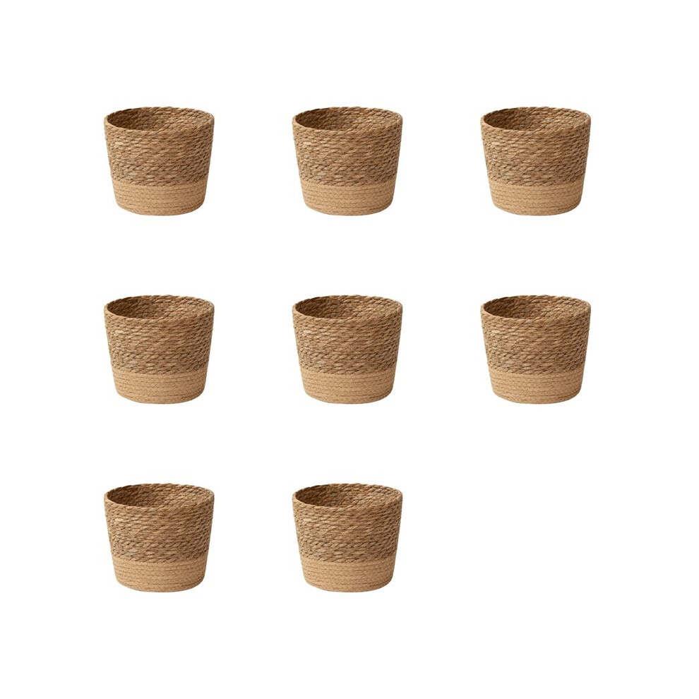 8X Straw Weaving Flower Plant Pot Wicker Basket Rattan Flowerpot Storage Basket Handmade Woven Planter Basket S 4711201460970