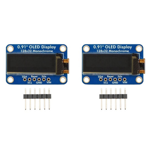 2 Set 0.91 Inch OLED Display Module 128x32 Monochrome I2C-STEMMA QT/QWIIC LCD Screen DIY Module