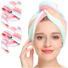 Lot de 2 serviettes pour cheveux en microfibre Xingfeng