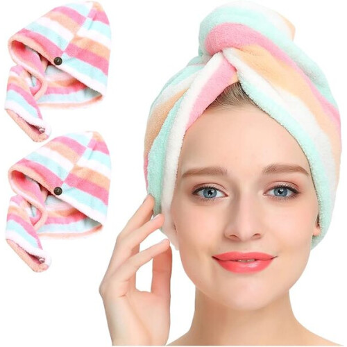 Lot de 2 serviettes pour cheveux en microfibre Xingfeng