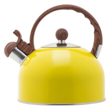 Yellow 2.5L Stainless Steel Outdoor Camping Whistle Kettle, d