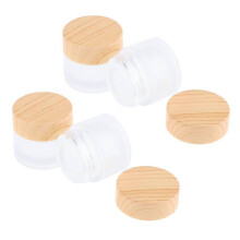 4pcs 10g Glass Travel Makeup Containers - Empty Jars small Round Refillable Pots - Fits Lip Balm, Cosmetic, Lotion, Cream