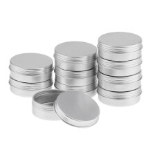 5pcs 200ml Aluminium Lip Balm Tin Pots Cosmetic Cream Jar Bottle Container - Silver, 25ml