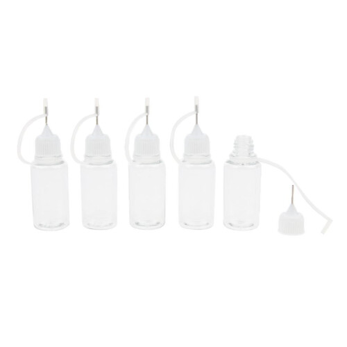 5x 15ml Empty Plastic Squeezable Liquid Dropper Bottles Needle Tip White Cap