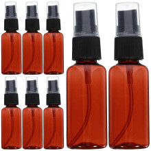 20pcs Mini Plastic Small Empty Spray Bottle For Make Up And Skin Care Refillable Travel Use (Brown with Black Sprayer)