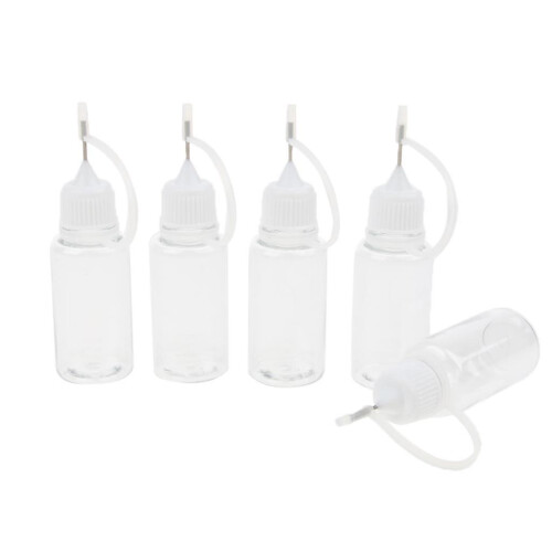 5x 15ml Empty Plastic Squeezable Liquid Dropper Bottles Needle Tip White Cap 2