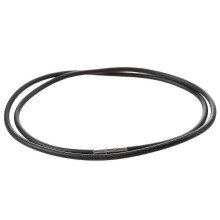 3 mm zwarte rubberen koordketting met roestvrijstalen sluiting - 24