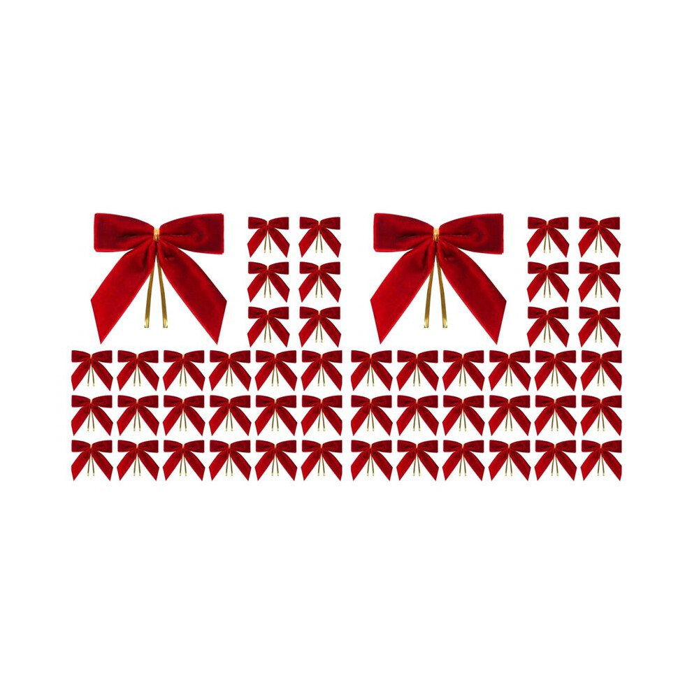 48Pcs Christmas Bows Christmas Hanging Decorations Red Bowknot Christmas Tree Ornaments 4712139546545
