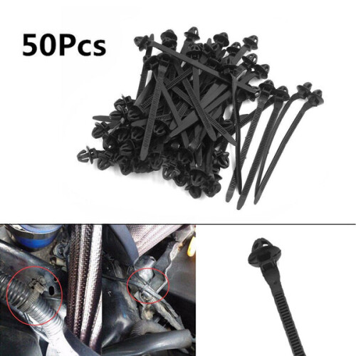 50x Black Zippers Wrap Push Rivets Clip with Sna