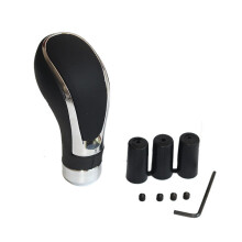 Versnellingspookknop van chroom en leer voor Honda, Ford, Jeep en Toyota.