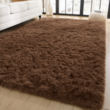 (160cm x 230cm OR 5ft 3" x 7ft 6"- Large Area Rug, Brown- Shaggy Rugs) Modern Living Room Rugs Shaggy Fluffy Bedroom Soft Carpets Runner Indoor Outdoor Rug Floor Mats