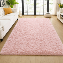 (160cm x 230cm OR 5ft 3" x 7ft 6"- Large Area Rug, Pink- Shaggy Rugs) Modern Living Room Rugs Shaggy Fluffy Bedroom Soft Carpets Runner Indoor Outdoor Rug Floor Mats