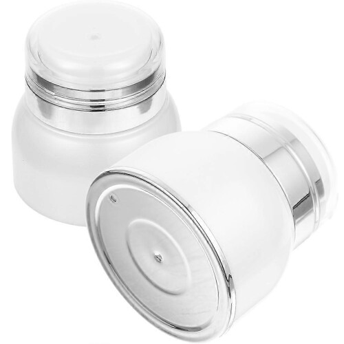Travel Airless Pump Container 2Pcs Empty Cream Jar Refillable Cosmetic Accessory 7.9Cm White Multipurpose