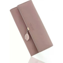 Large women's wallet with 9 card slots and coin compartment, A0395 old pink