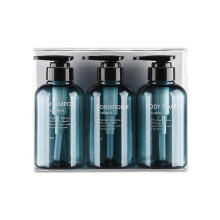 Pack of 3 Travel Bottles Large Capacity 300ml Dispenser Container Gray Blue