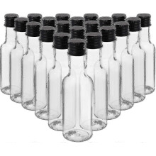 Mini Liquor Bottles (24 Pack) - Reusable Plastic 50ml Empty Spirit Bottles With Black Screw Caps And Liquid Funnel For Easy