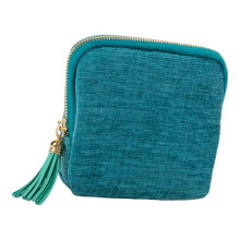 Fashionable Fringe Accented Storage Bag For Jewelry Multiple Compartments Protect Necklace Earrings Plush Fabric Travel Essenti
