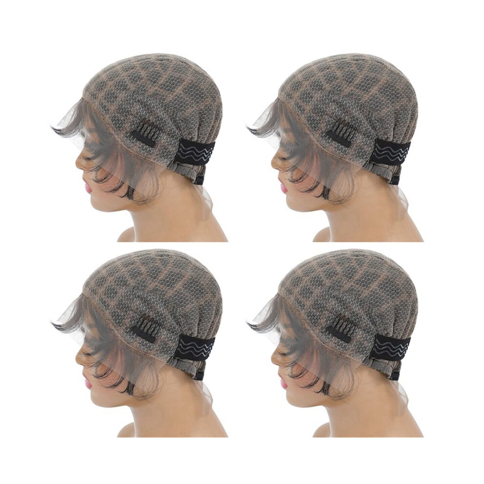Semoic 4X Braided Wig Cap -Double Full Lace Crochet Wig Cap With Baby Hair - Breathable Lace Cap