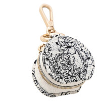 Travel Friendly Keychain Jewelry Box Ring Organiser Soft Lining Protective Case With Elastic Pockets For Daily U