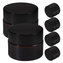 Glass Cosmetic Jar Brown for Travel Skin Care Use 6Pcs Cream Containers