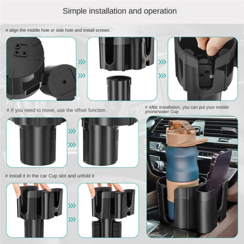 Auto-GeträNkehalter-Expander, GeträNkehalter-Extender-Adapter für Auto mit Erweiterbarer Basis 2