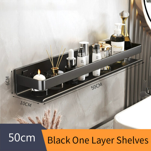 Black Kitchen Shelf Screw Mounting Makeup Organizer Psich