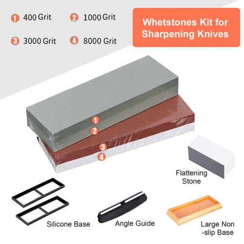 400/1000 and 3000/8000 grit double-sided knife sharpening stone set 1
