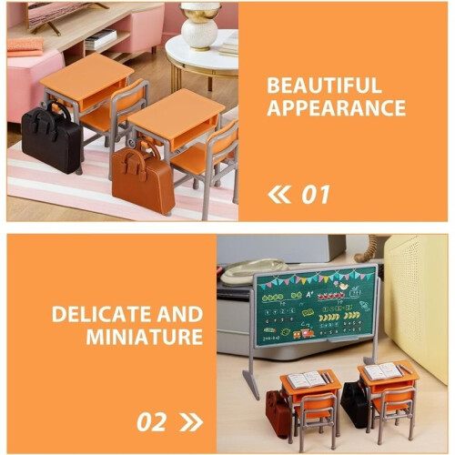 13pcs  Study Supplies Set, Including Tables, Chairs, Backpacks, Blackboards, and Books,Parent Child Interact Model 2