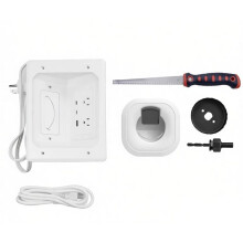 In Wall Cable Management Kit, USB & Type C PortsTV Cord Hider & Cable Hider, Wire Hider with Recessed Power US Plug