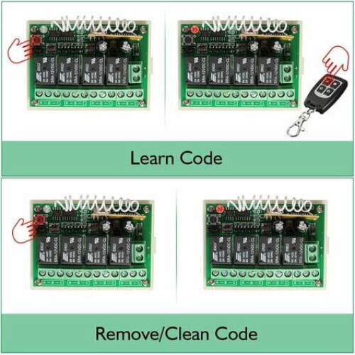 Relè RF a lungo raggio con telecomando wireless a 4 canali da 433 MHz e 12 V. 1