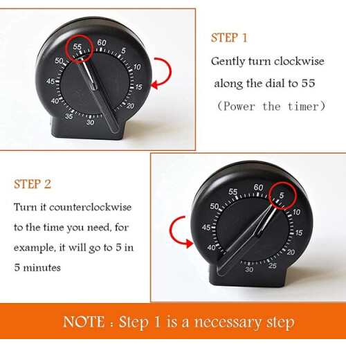 (2 Pack)Kitchen Timer, Easy to Read 60 Minute Mechanical 2