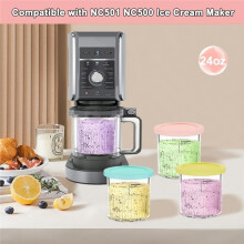 4-Pack 24oz Pints for  CREAMi Deluxe NC500 NC501 Series,Replacement Containers with Lids,BPA-Free & Dishwasher Safe