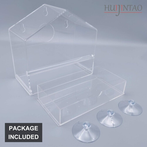 Ταΐστρα πουλιών Xingfeng Clear Acrylic Window με βεντούζες, μεγάλη 1
