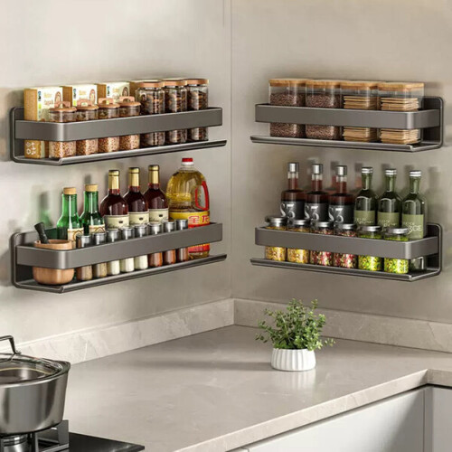 Black Kitchen Shelf Screw Mounting Makeup Organizer Psich 1