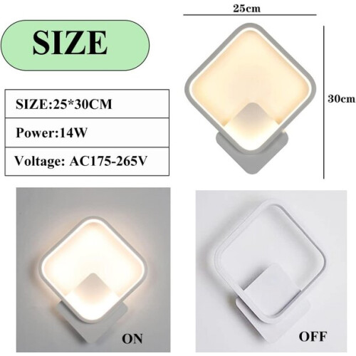 Applique murale intérieure LED Hetang Yuese, modèle carré blanc 1